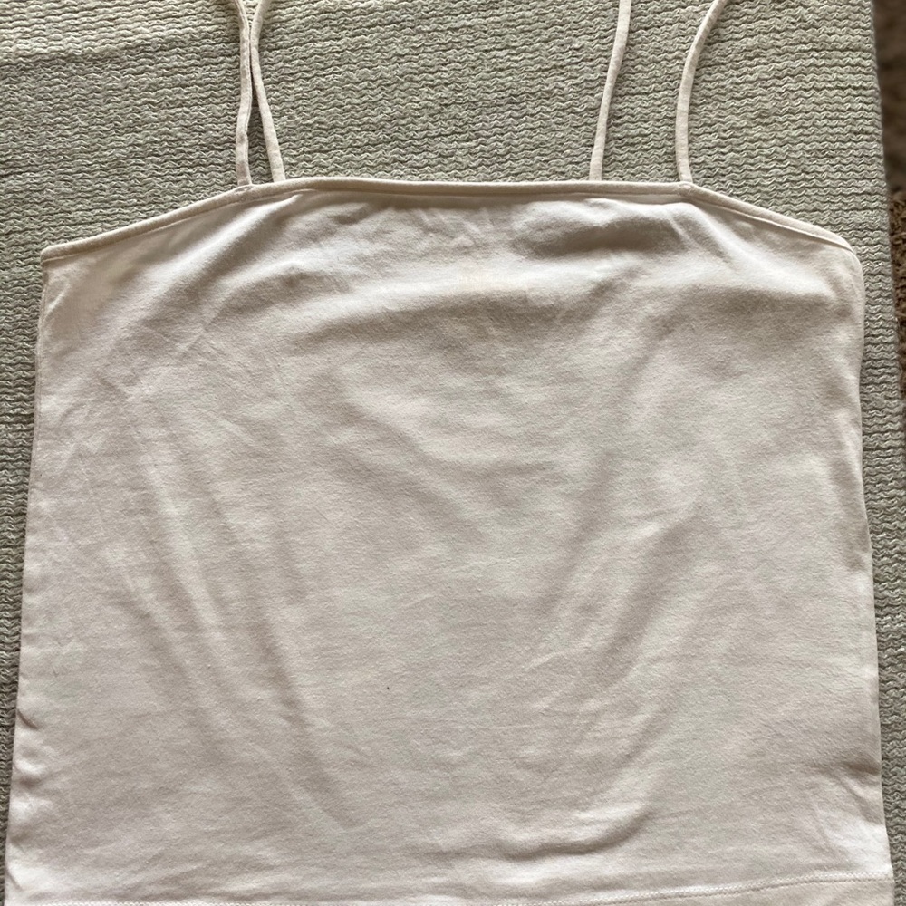 White Adjustable Spaghetti Strap Tank // size L - Picture 2 of 6
